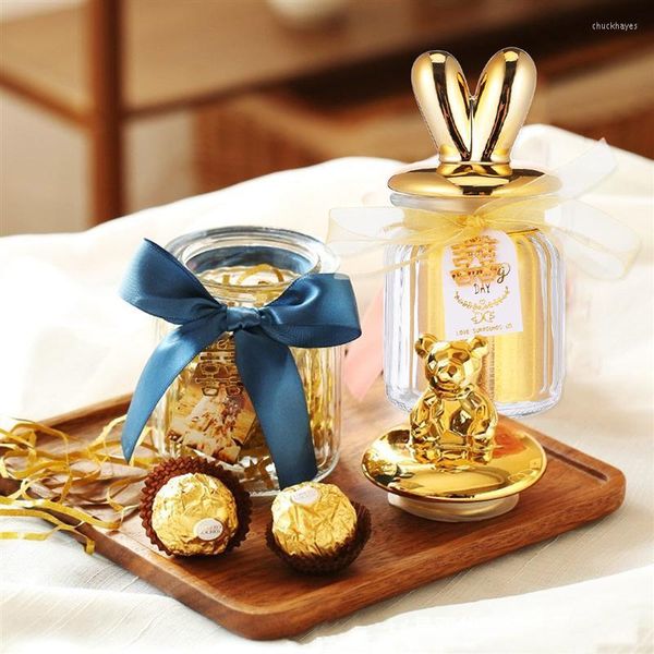 Confezione regalo Bottiglia di caramelle Barattolo di vetro Barattolo di stoccaggio Contenitore per dolcetti Matrimonio Contenitori in ceramica Porta palline Scatola di cotone Natale