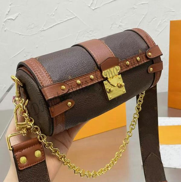 Женская дизайнерская сумка через плечо Papillon Trunk Luxurys Designers Bags Paris Brand Flowers Рельефные подушки-сумки Натуральная кожа с принтом в форме бочонка Плечо