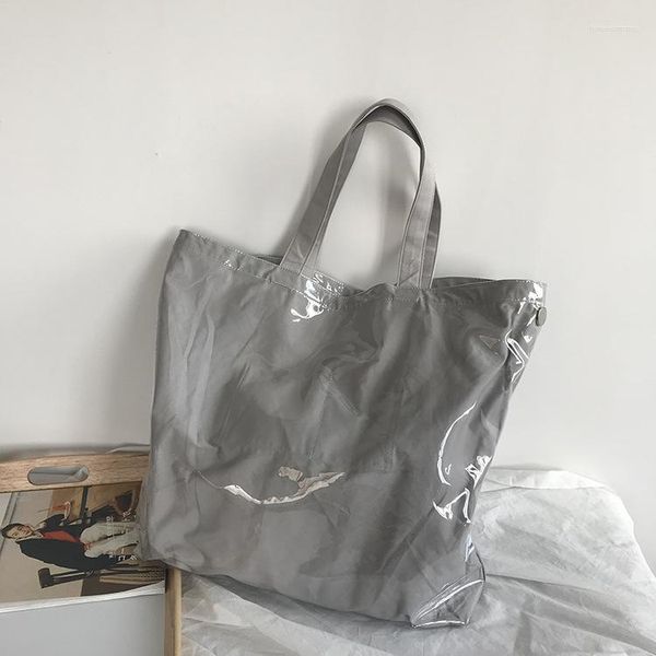 Bolsas de noite bolsa de compras de papel kraft saco vintage saco pvc transparente duplo transparente à prova d'água provérbio mensageiro de ombro causal