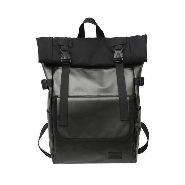 Modetrend Rollmund Herrenrucksack große Kapazität PU-Leder College-Studentenschultasche Koreanisch Harajuku Reisetasche Rucksack 230301