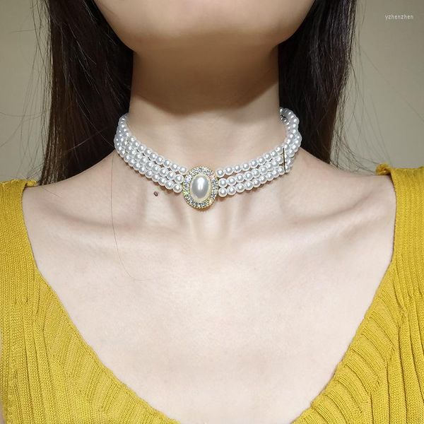 Baumeln Ohrringe 2023 Mode Damen Große Perle Halskette Luxus Hochzeit Schmuck Runde Drei Schicht Hals Weiblich Halsband