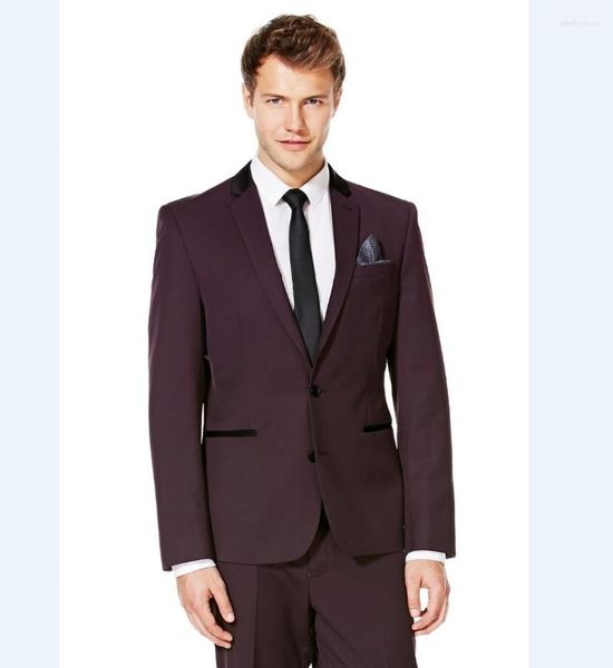 Herrenanzüge Ankunft Groomsmen Notch Revers Bräutigam Smoking Burgund/Wein Männer Hochzeit Mann (Jacke Hose Krawatte Taschentuch) B897