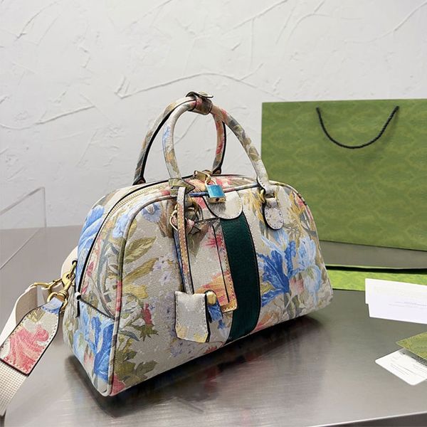 Bolsa floral bolsa Boston bolsa de balde de praia bolsa de bolsa feminino cruzamento saco de colagem de retalhos de retalhos de tena