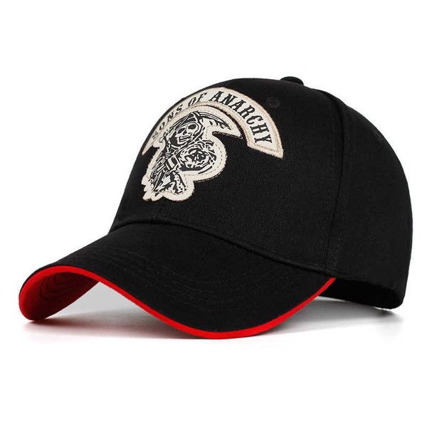 Ball Caps 2018 Новая бейсболка Soa Sons of Anarchy Skull Emelcodery Casual Snapback Hat Мода Высококачественные гоночные гоночные мотоциклы Sport Z0301