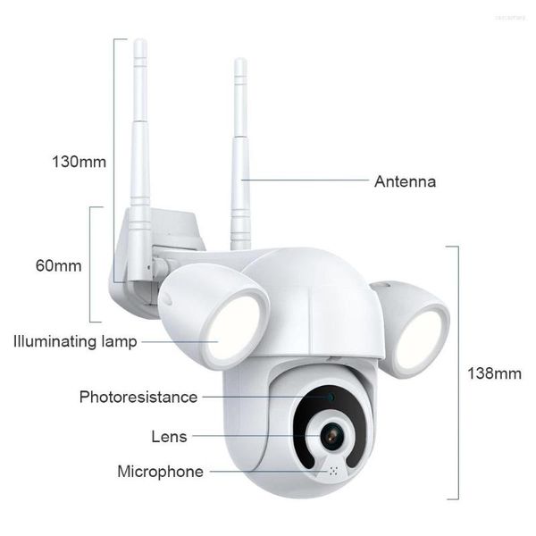 Tuya Florhlight Cartyard осветительная камера Tuyasmart Ptz 3MP Outdoor Wi -Fi IP IR IP66 Водонепроницаемый домашний сад камеру CCTV CCTV