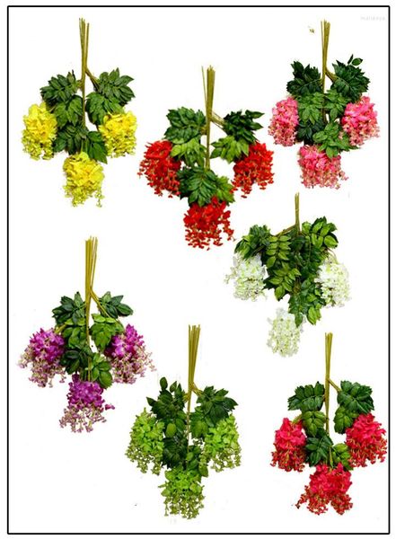 Dekorative Blumen 12 teile/los Künstliche Hortensien Orchidee Glyzinien Blumenrebe Für DIY Simulation Hochzeit Bogen Quadrat Rattan Wandbehang