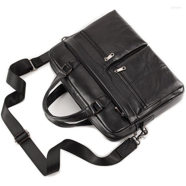 Портазы Мужской мягкие подлинные кожаные сумочки повседневная туристическая сумка компьютерный ноутбук для мужчин бизнес -плечевой мессенджер большой емкость
