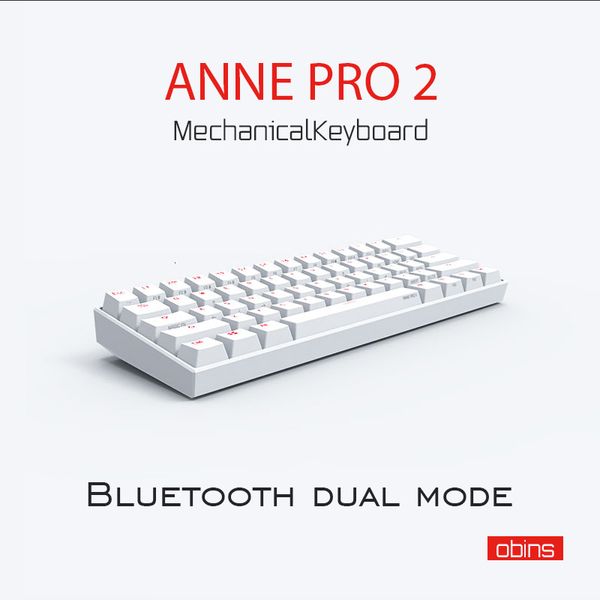 KeyBoards Anne Pro 2 RGB Gaming Mechanical 60 61 Chaves sem fio Bluetooth 5 0 Gateron Blue Switch Portable Detachab Mini 230301