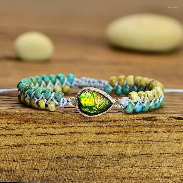 Bracelets de charme gotículas de água moldam pulseira de opala verde pulseira de dupla marca Tila com miçangas amizade
