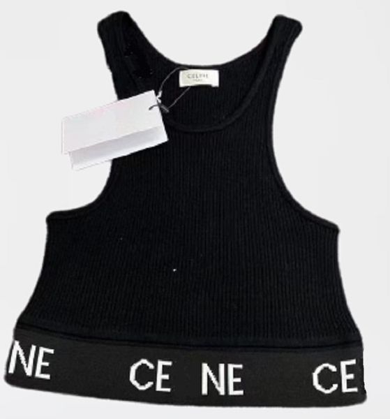 CE-Designer-Crop-Top, Damen-Tops, T-Shirts, Tanks, Camis, Sport, Freizeit, sexy Bodenbildung, elastische Weste, schulterfreies Tank-Top, lässig, ärmellos, rückenfreies Top, Hemden, Schwarz