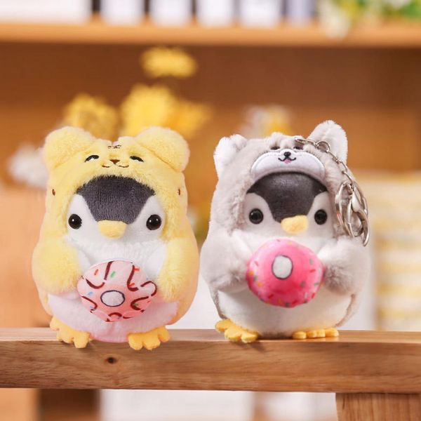 10cm Peluş Anahtarlık Sevimli İfade Çapraz giyinme Penguen Bebek Peluş Oyuncak Dolgulu Bebek Peluş Kolye Oyuncak Kız Hediyeler