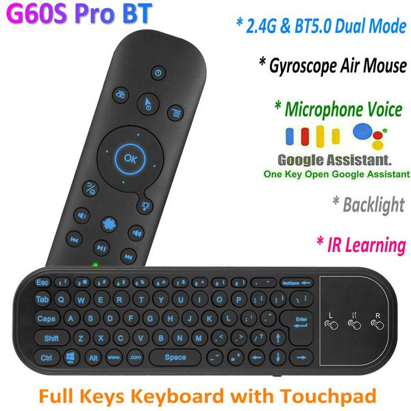 Клавиатуры G60S Pro BT 5 0 2 4G Gyroscope Air Mouse Bluetooth Дистанционное управление беспроводной мини -клавиатурой для Android Smart TV Computer PC 230301