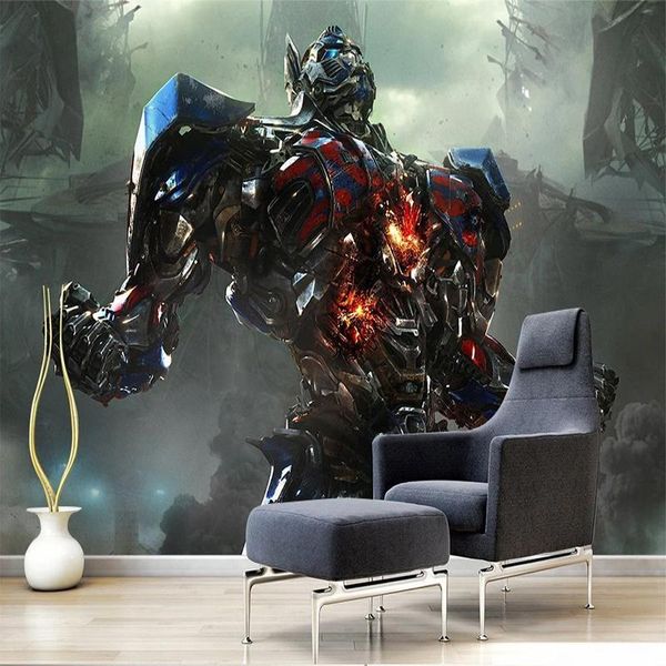 Tapeten PVC wasserdichte Tapete 3D Stereo Science Fiction Roboter Po Wandbilder KTV Bar Jungenzimmer Hintergrund Dekor selbstklebende Aufkleber