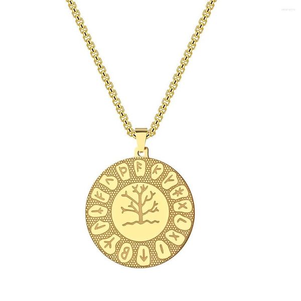 Anhänger Halsketten Wikinger Yggdrasil World Tree Rune Edelstahl Halskette Geschenk geben Party für Männer und Frauen