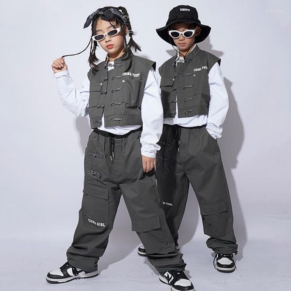 Bühnenkleidung im chinesischen Stil Jazz Dance Performance Kostüme für Kinder Ballsaal Hip Hop Rave Kleidung Mädchen Festival DQS11112