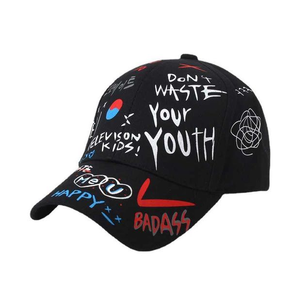 Top Caps Fashion Graffiti Beyzbol Kapakları Erkekler İçin Kadın Açık Mekan Hip Hop Snapback Cap Yaz Unisex Street Giyim Güneş Baba Şapkaları Z0301