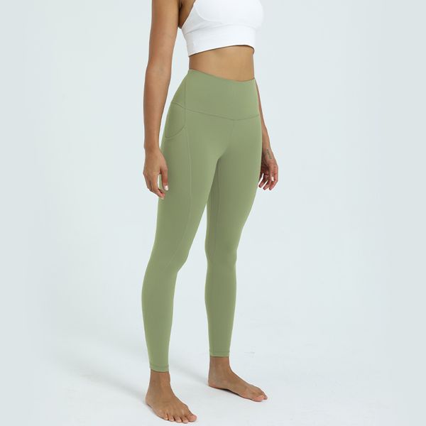 2023 Frauenhosen Designer Damen Lulu Ausrichten Leggings Top Lu Yoga Knie Länge Frauen Fitness