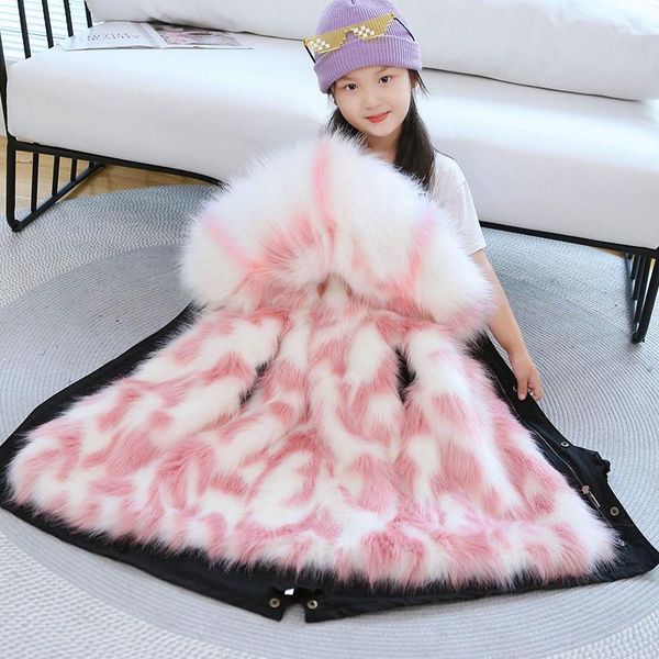 Jaquetas moda de inverno infantil garotas de menina de menina cápula ao ar livre parka casacats para crianças roupas de penhas de pele falsa à prova de vento W89