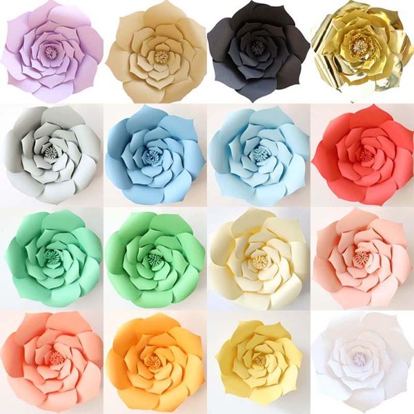 Dekorative Blumen Kränze 20 cm Kopf/2pcs DIY -Papier für Hochzeitsdekoration große Rose mit scharfen Ecken Wanddekoration Gartenparty