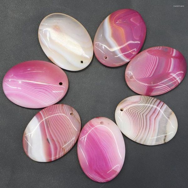 Colares pendentes que vendem pedra natural oval rosa vermelha ágata de óculos pingentes de colar Charms Acessórios de jóias de moda atacado 8pcs