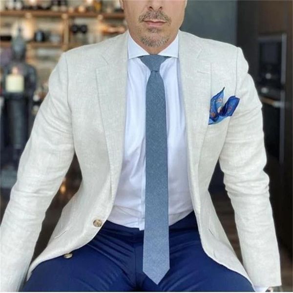 Abiti da uomo Blazer 2023 Moda di alta qualità Abito avorio da sposa Slim Casual Groom Party Custom Tuxedo Groomsmen Set da 2 pezzi