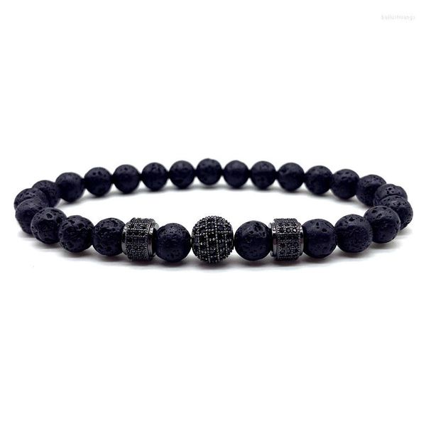 Strand 2023 Classic Disco Ball Tube Men Bracelet 8mm Moda artesanal Lava Stone Bad for Jewelry Gift