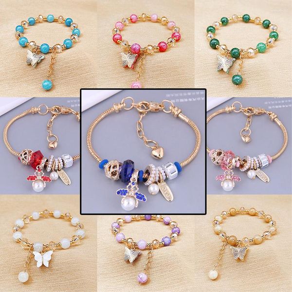 Bracelets de charme pingentes de diy miçangas para jóias que fabricam letras de borboleta cartas de pulsação Acessórios para a pulseira Mulheres