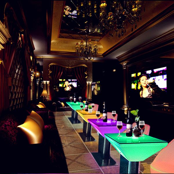 Móveis de decoração de festa luminosa barra de bar ktv mesa de chá para férias no layout do site de boate do jardim de férias