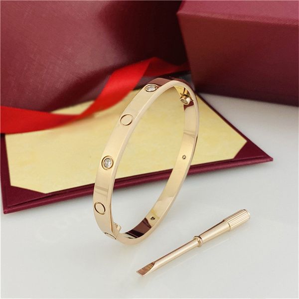 Diamond Tennis Bracelet Love Gold Bracelet Design Bangle 4CZ Titanium Steel Carti Bracelets For Women Men Trendy Bracelet Vintage Jewelry with veludo bag