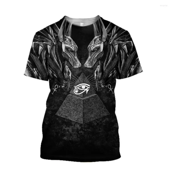 Herren-T-Shirts, 3D-gedrucktes Herren-Kurzarmshirt, Harajuku-Stil, Unisex-Top, alter ägyptischer Pharao