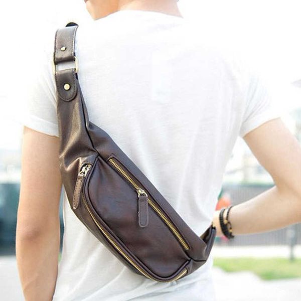 Neue mode leder gürteltasche kleine brusttasche Koreanische mode herrentasche im freien freizeit kleine satchel zurück rucksack 230301