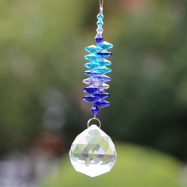 Estatuetas decorativas Chakra Crystal Suncatcher Ball Pingente pendurado Cristais de Chandeleiro Parte Prismas Pingentes Decorização de Casa Objetos