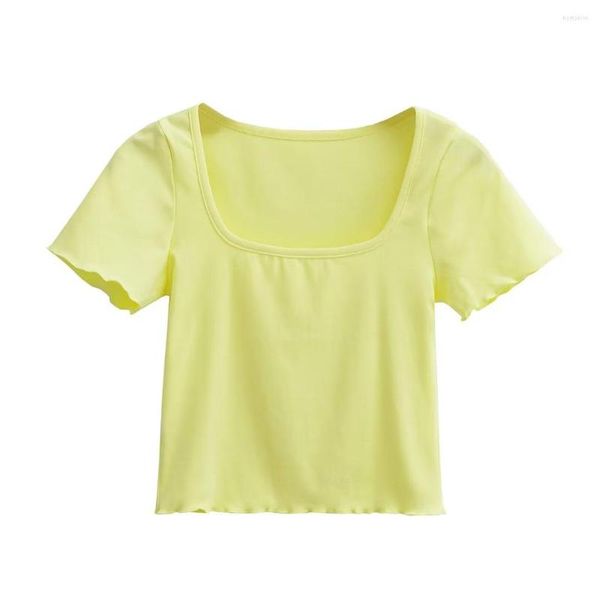 Женские футболки Top Top Women Graphic Korean Fashion с коротким рукавом футболки черная рюша уличная одежда желтые винтажные женские топы белые
