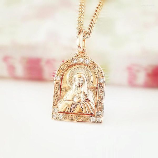 Anhänger Halsketten Christian Fashion Religion Trendy 585 Gold Farbe Heilige Jungfrau Maria Halskette Frauen Geschenk