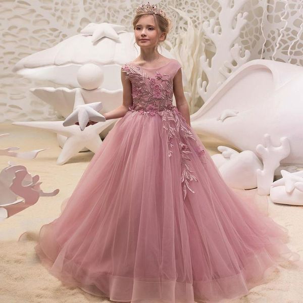Девушка платья розовая принцесса цветочные девушки 2023