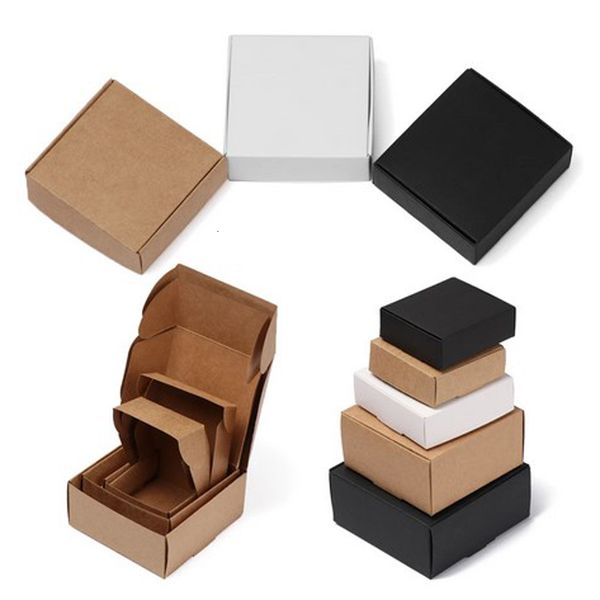 Geschenkpapier, 50 Stück, multifunktionale Kraftpapier-Box, brauner Karton, handgemachte Seifenkiste, weißes Kraftpapier, DIY-Geschenkbox, schwarze Verpackung, Schmuckschatulle 230301
