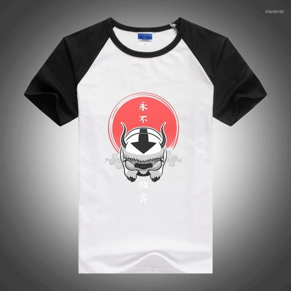 Camisetas masculinas Avatar a última camisa impressa de camisa impressa masculina de manga de raglan algodão casual respirável curto o decote de pescoço camiseta