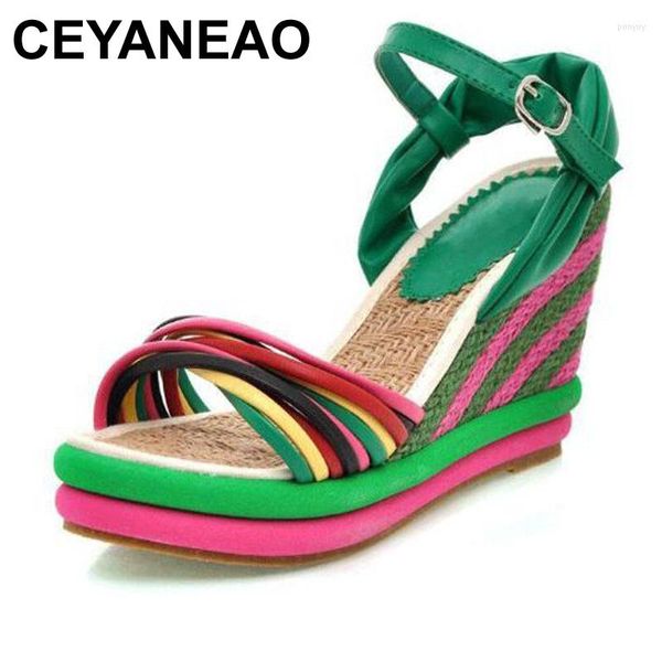 Сандалии Ceyaneaogladiator Sandals2023 Женщины клинья богемия Цветовое блок