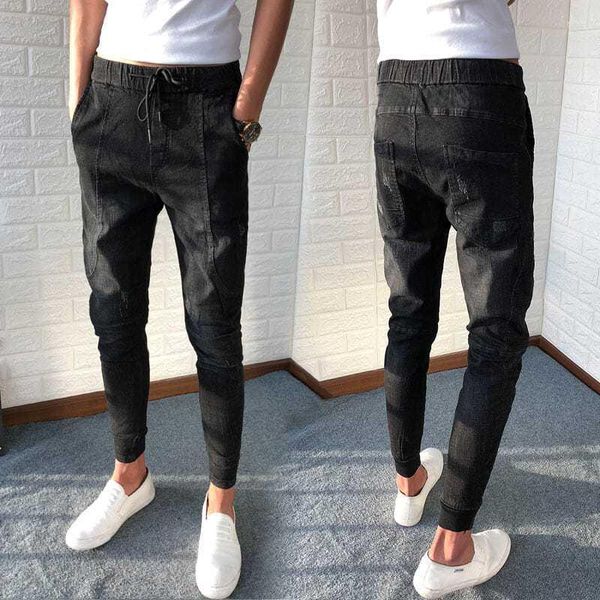 Jeans da uomo Primavera Autunno Strappato Cowboy Coreano Moda di strada Slim Abbigliamento da uomo Designer Elastico in vita Punk da lavoro Jogger Pantaloni Haren