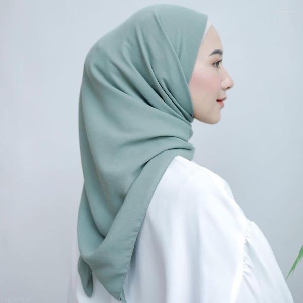Roupas étnicas lenços femininos da malaio Hijabs Bom costura de costura simples xale de xale de alta qualidade Premium pesado chiffon hijab