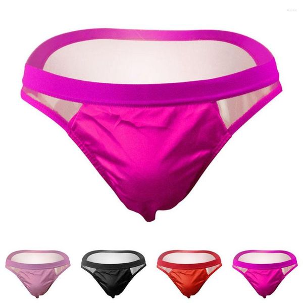 MUITAS MENS MENSY Sissy Satin Mesh Lingerie Panties Biquíni Brincadeiras Sexy Thong pornô de roupa íntima respirável Sleep Bottoms Cock bolsa Gay Men Brief