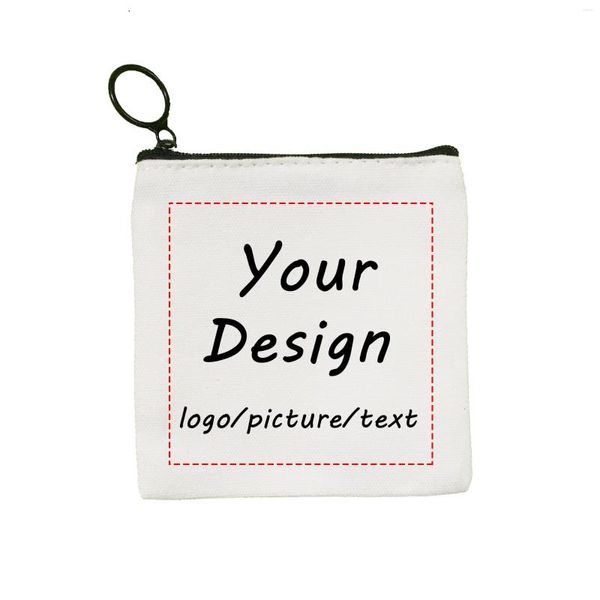 Aufbewahrungstaschen: Passen Sie Ihr Design mit Logo/Bild/Text an. Personalisierte Mini-Geldbörse aus Segeltuch, niedlicher Reißverschluss, Schlüsseletui, Karte, kleine Tasche