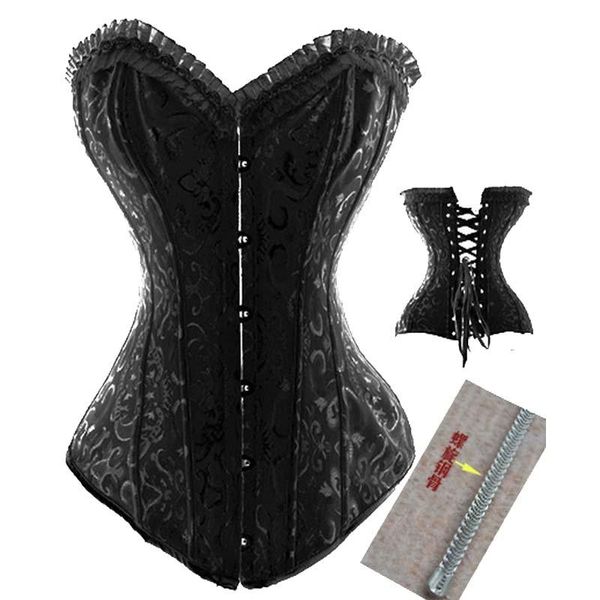 Bustini Corsetti Vita da donna Corsetto da allenamento Ricamo Disossato in acciaio Overbust Bustier Top Gotico Steampunk Corsetto PartyMatrimonioBustini