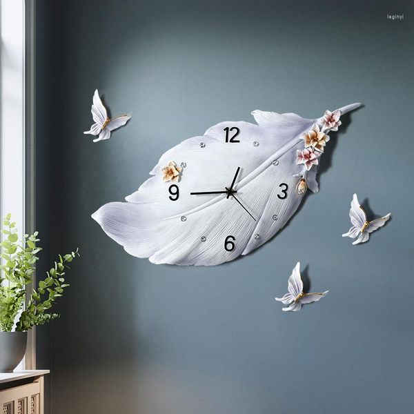 Relógios de parede Relógio nórdico Relógio de luxo 3D Sala de estar criativa Silent Digital Kitchen Bedroom RECOJ