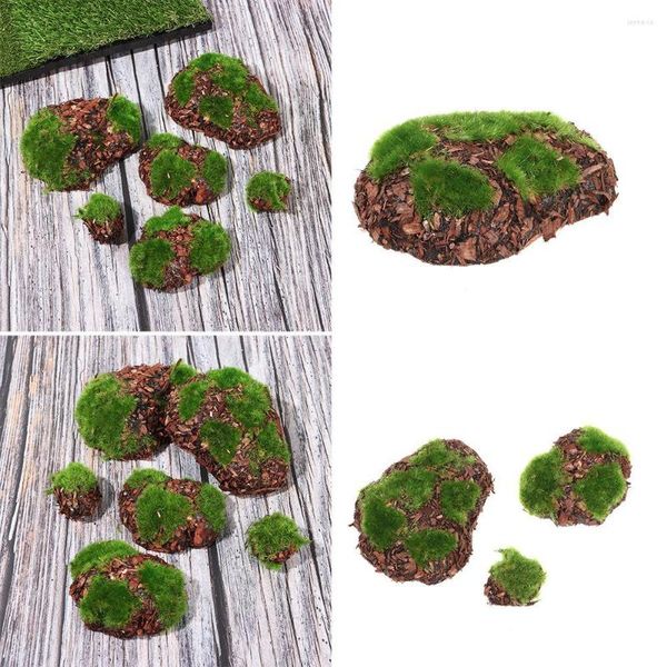 Flores decorativas Diy Fairy Garden Garden Multi-Fored Decoration Simulation Stones Green Moss Stone Micro paisagem Blocos de pedra falsa