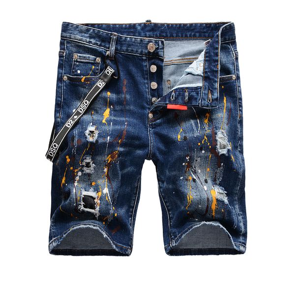 TR APSTAR dsq kurze Herrenjeans Hip Hop Rock Moto Herren Design Denim Biker DSQ sommerblaue Jeans kurz 1115