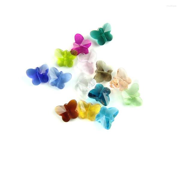 Lustre Crystal Mixed Colors Borbolefly Badys 14mm 100pcs Hole médio peças de vidro caseiro decoração de casamento