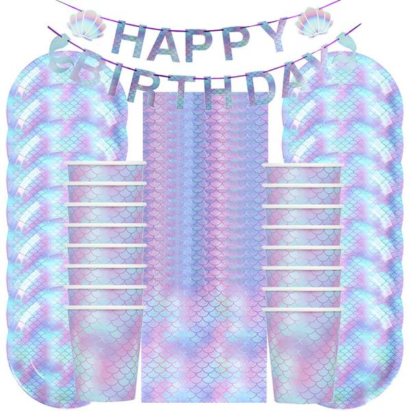 Falhe de talheres descartáveis ​​Mermaid Birthday Party Tabelware Casado Guardana