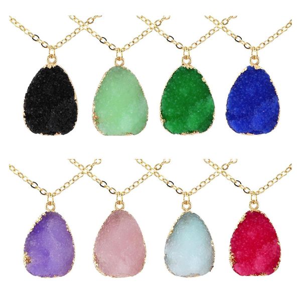 Colares pendentes de carro DVR simples drusy drusy waterdrop mulheres resina correntes de ouro feitas à mão para festas de Natal feminino Drop Delive Delive DHLCS