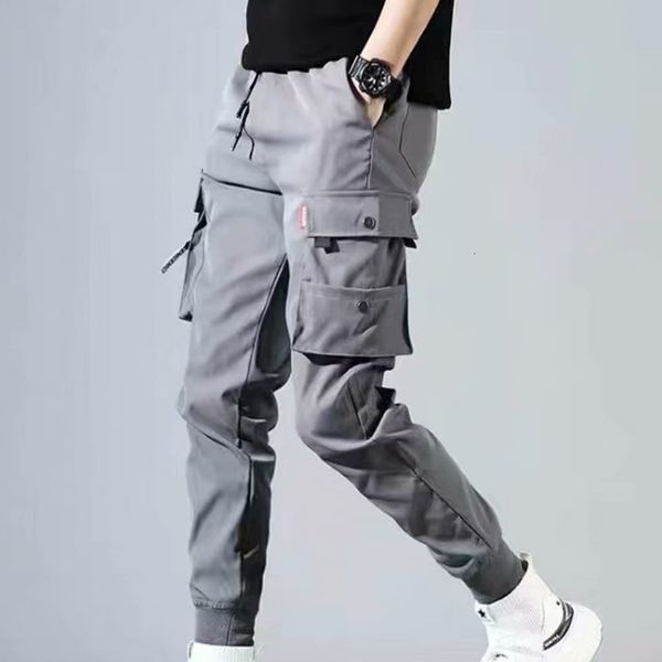 Pantaloni da donna Capris Boy Multi tasche Cargo Harem Pants Streetwear Hip Hop Nero Grigio Casual Pantaloni da jogging maschili Moda Harajuku Pantaloni da uomo punk 230301